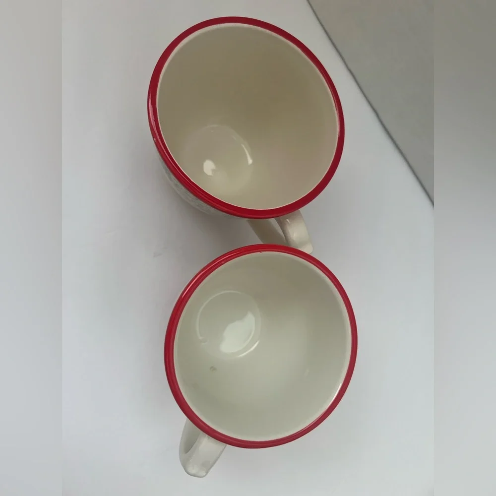 Pioneer Woman Floral Ceramic Mugs with Red Rim - Picture 3 of 5
